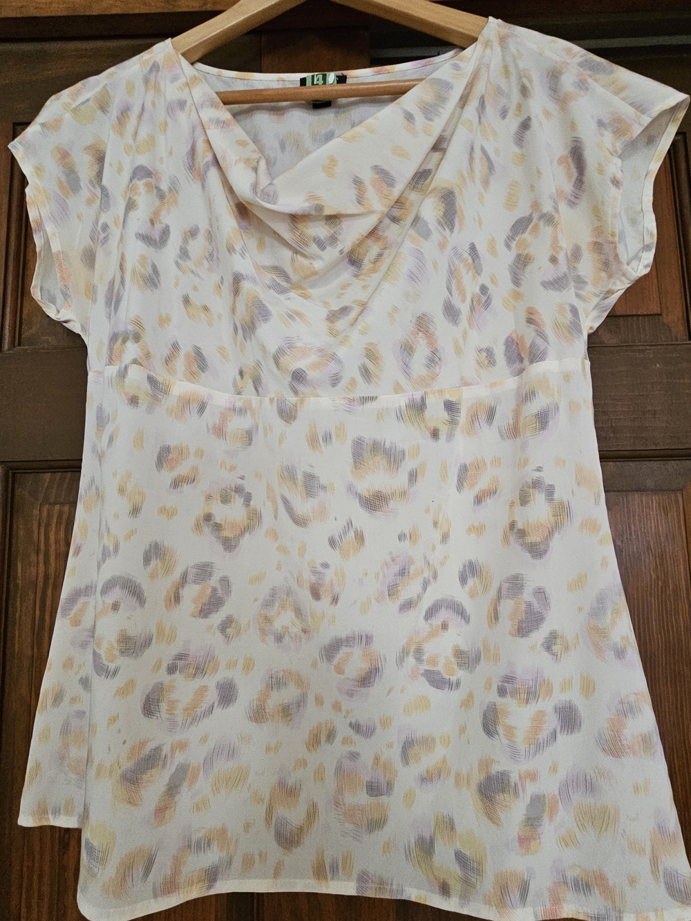 Silk Cowl Neck Leopard Print Top